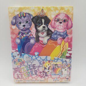 NEW ~ Lisa Frank Puppy Love Puzzle Keeper 3 Puzzles & Stickers - 2014 /AA